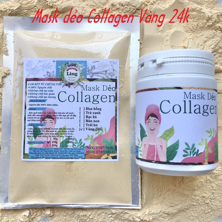 Mask dẻo Collagen Vàng 24k có giấy VSATTP và ĐKKD nguyên chất thiên nhiên 100% dùng để đắp mặt đa công dụng