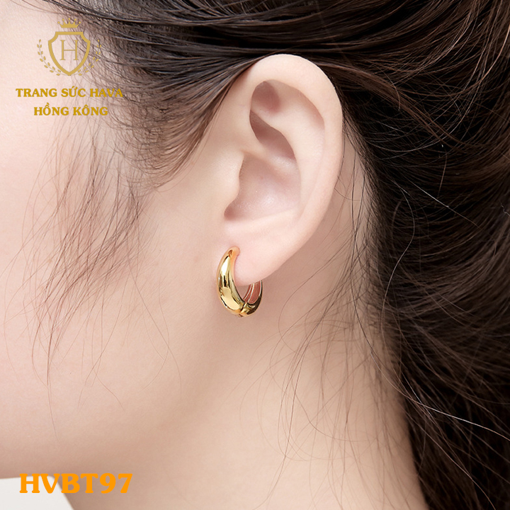 Bông Tai, Khuyên Tai, Hoa Tai Nữ Dáng Cổ Điển Bám Sát, Titan Xi Mạ Vàng Thật 10k, 18k, 24k Cao Cấp (Không Bị Đen) - Trang Sức Hava Hong Kong Phong Cách Thời Trang