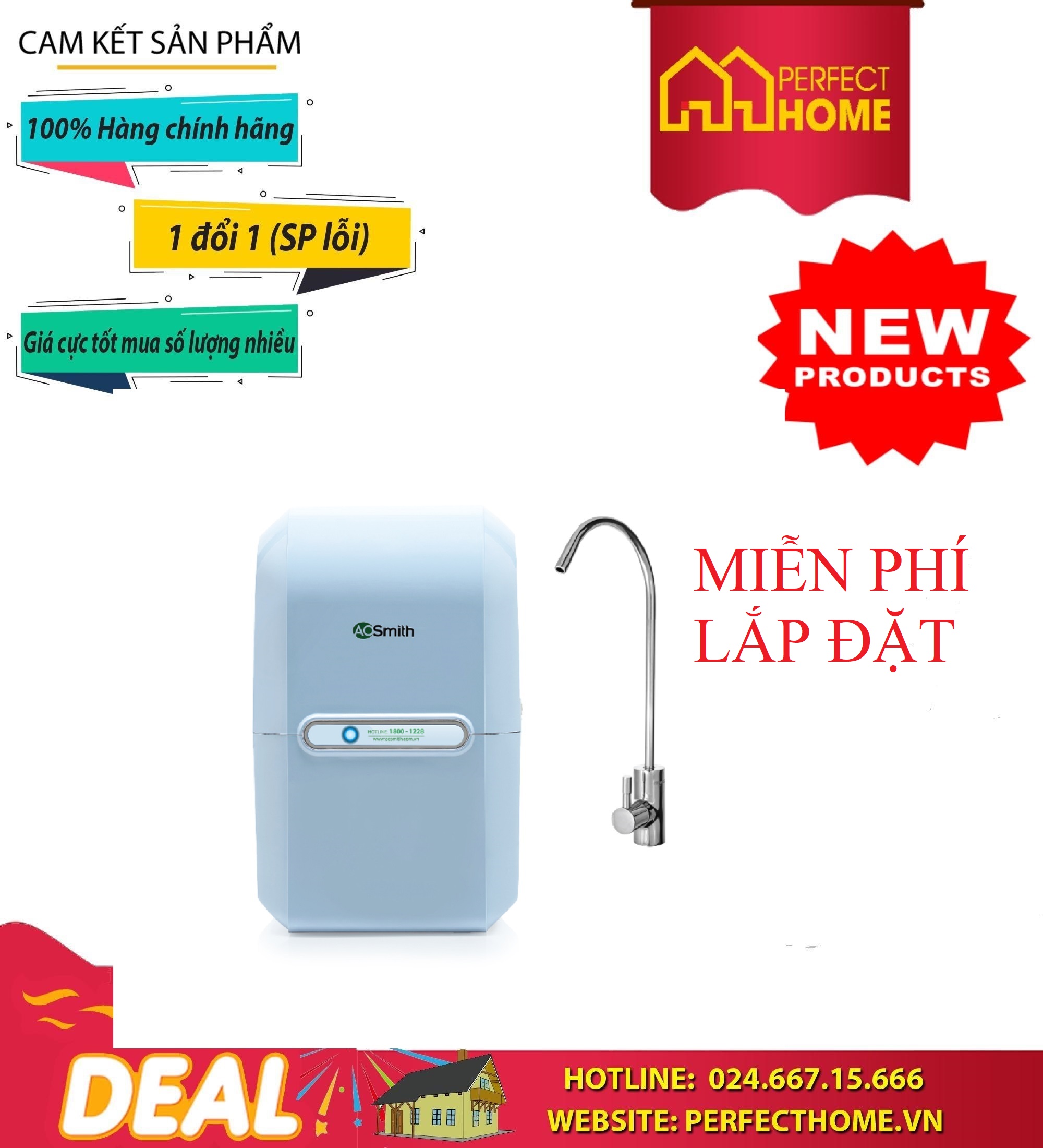 Máy lọc nước a.o.smith m2, miễn phí lắp đặt.5 lõi thương hiệu mỹ