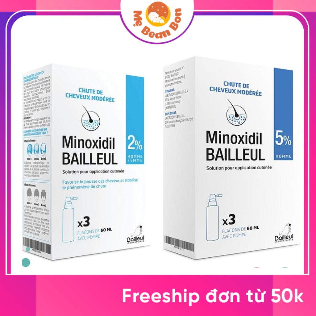 Xịt mọc tóc Minoxidil Baileul 2% Pháp 60ml giúp ngăn tình trạng hói đầu rụng tóc và kích thích mọc tóc tự nhiên
