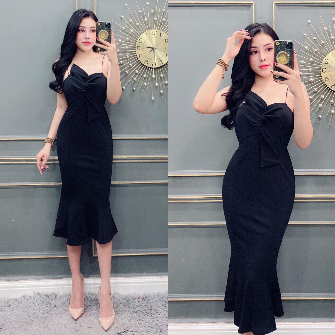 (Kèm hình thật ) Đầm body dự tiêc đuôi cá - kết nơ ngực - hàng thiết kế cao cấp mẫu mới nhất 2020