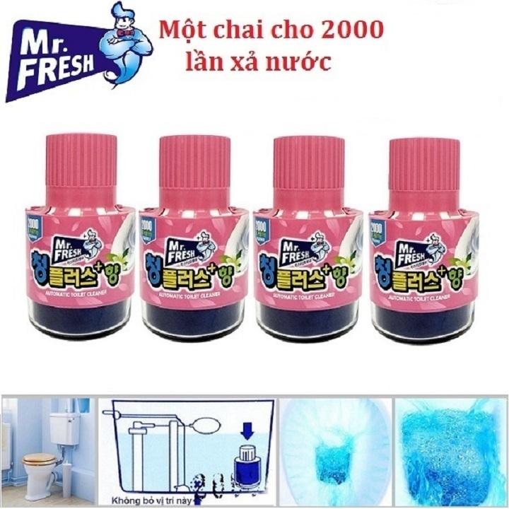 [HCM]Bộ 4 chai thả bồn cầu làm sạch khử mùi toilet Mr.Fresh Hàn Quốc 180g (Hương Hoa Ly) MSS65