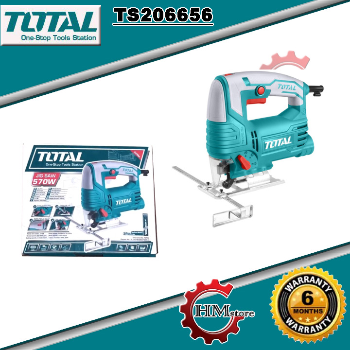 Máy cưa lọng 65mm total ts206656, công suất 570w - máy cưa gỗ cầm tay 65mm total, cưa lọng - vòng tua 3.000 vòng/phút - bảo hành 6 tháng - hải my store