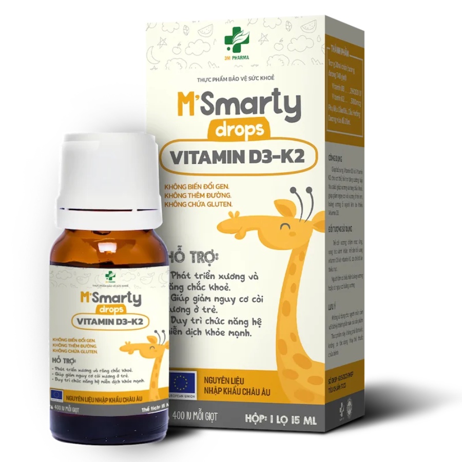 M smarty Drops Vitamin D3-K2 Tăng cường hấp thu canxi, giúp xương