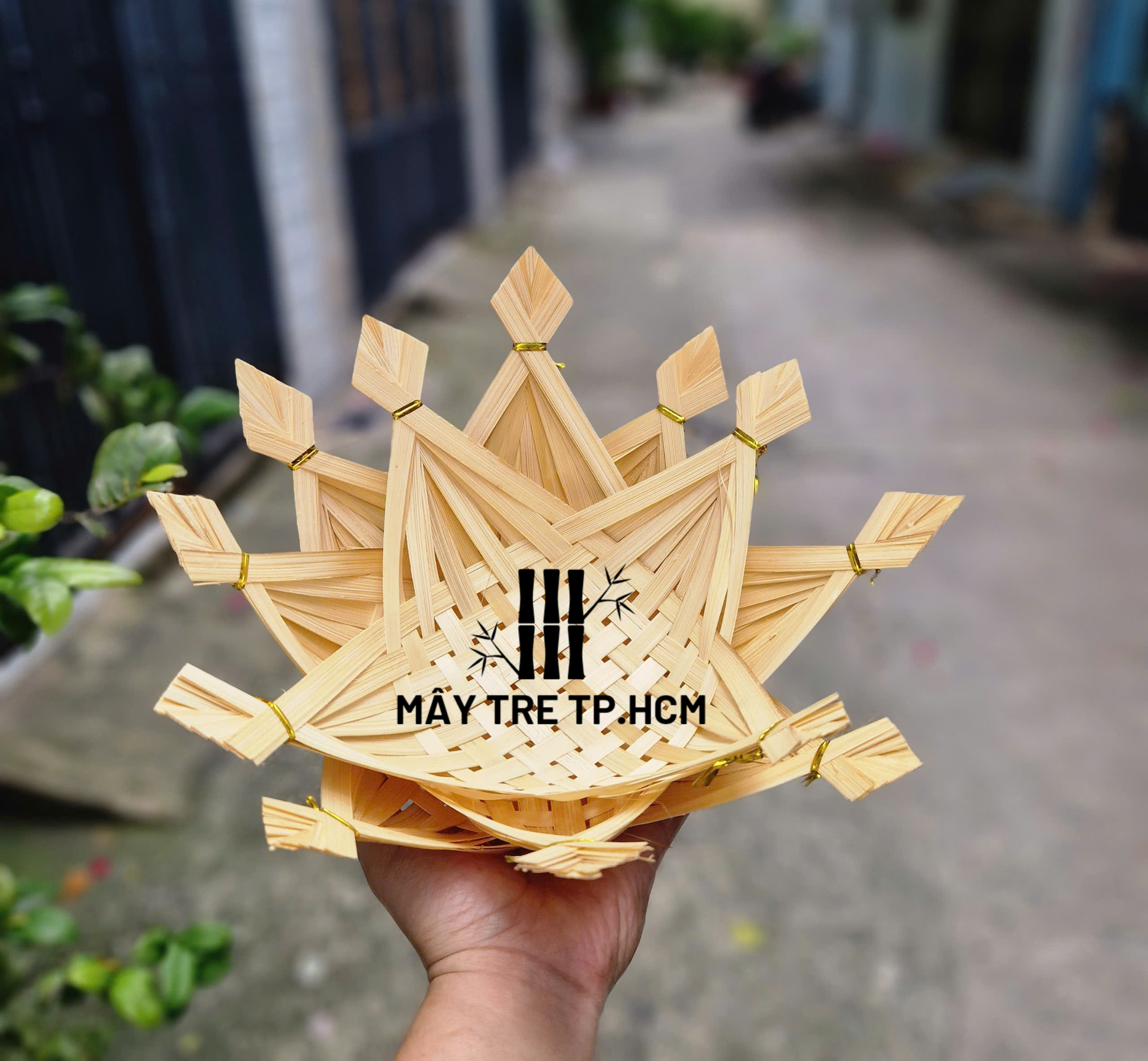 Thuyền tre đựng bánh kẹo thức ăn, đồ decor trang trí