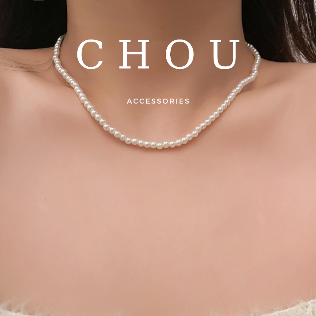 Vòng cổ, dây chuyền chuỗi ngọc tròn basic | chou accessories |