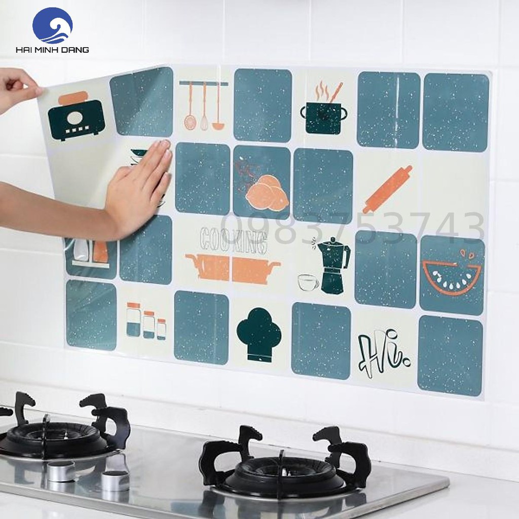 Giấy dán bếp cách nhiệt họa tiết cao cấp chống bám bẩn tường