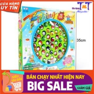 Bộ đồ chơi câu cá cho bé size lớn 4 cần câu - 45 con cá phát nhạc, chất liệu nhựa abs an toàn cho bé