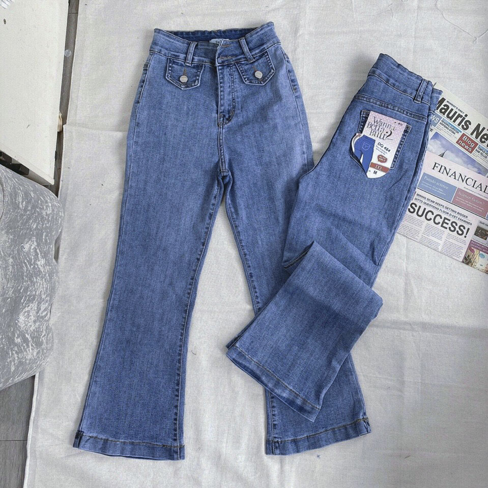 ( Mẫu Mới siêu hot) Quần jean nữ ống loe cao cấp, lưng cao 2 nút,túi nắp, thời trang hót Pinky79shop jn01