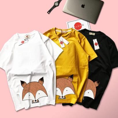 Áo thun unisex hình cáo tà áo có bigsize