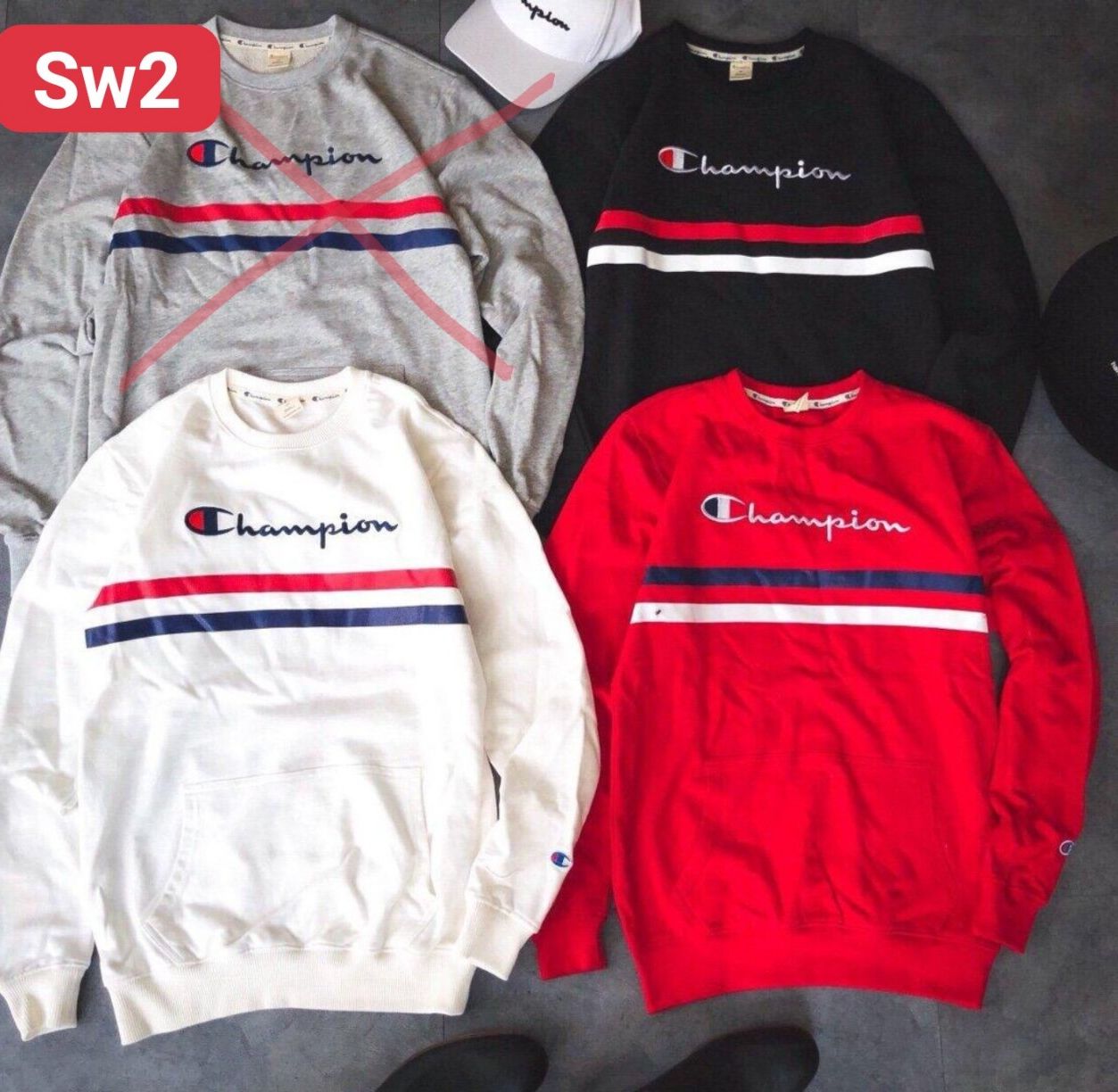 áo nỉ champion sọc ngang sw2