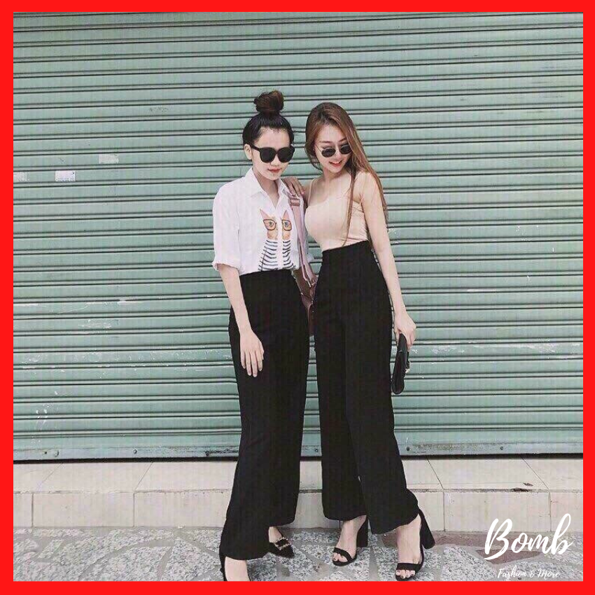 Có VIDEO (60-65kg) Quần ống suông nữ lưng cao khóa sườn vải tuyết mưa cực xinh, quần ống rộng cạp cao phối đồ sang chảnh hot hit giá hấp dẫn - Bomb Unisex