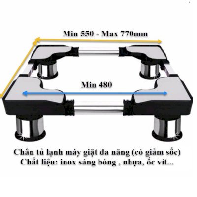 Kệ chân tủ lạnh máy giặt inox cao cấp - kệ để chân tủ lạnh, máy giặt - chân đế kê tủ lạnh chắc chắn, không gỉ sét - chân kê tủ lạnh, chân kê máy giặt..