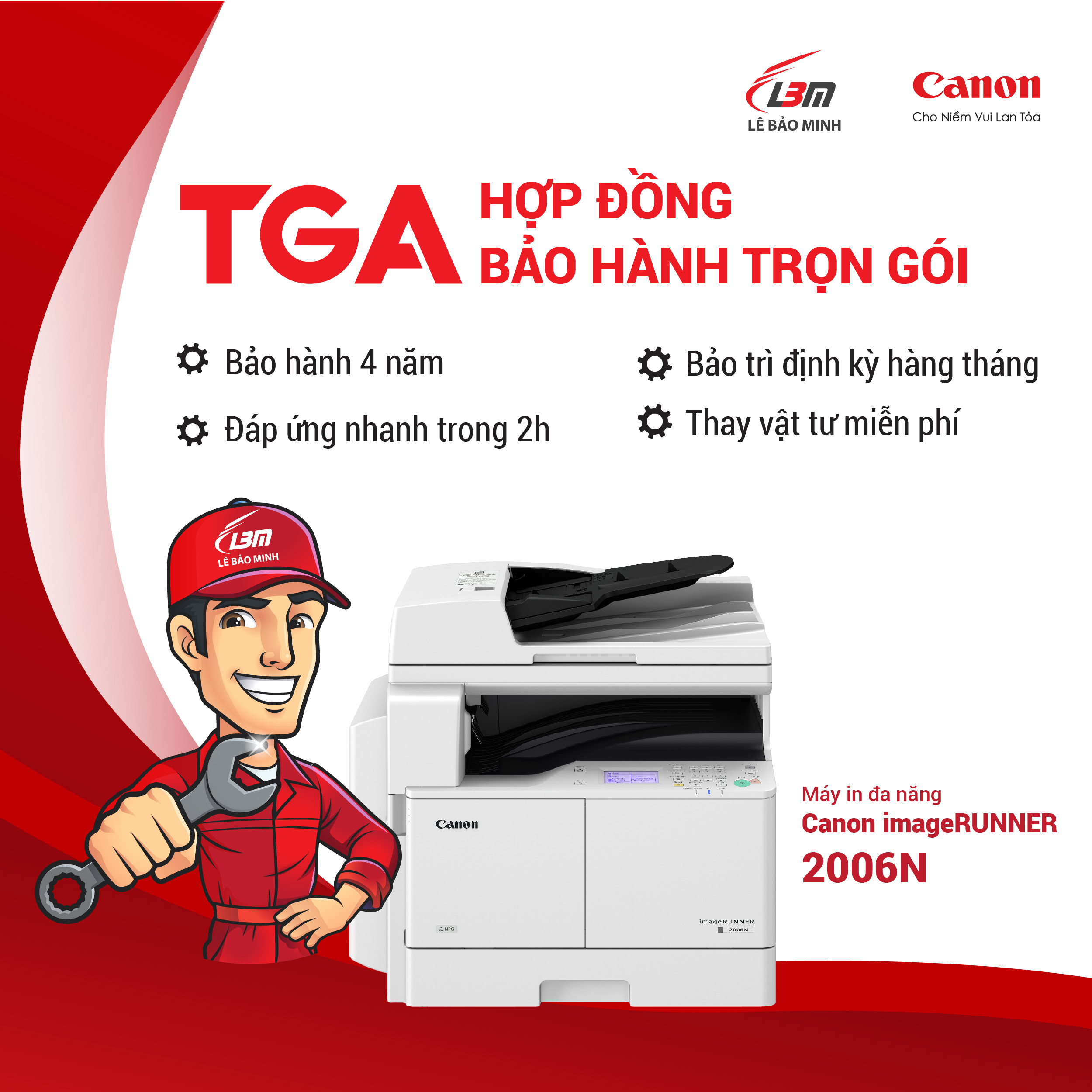 Máy in laser đa năng canon ir2006n giá khuyến mãi khi ký hợp đồng dịch vụ tga