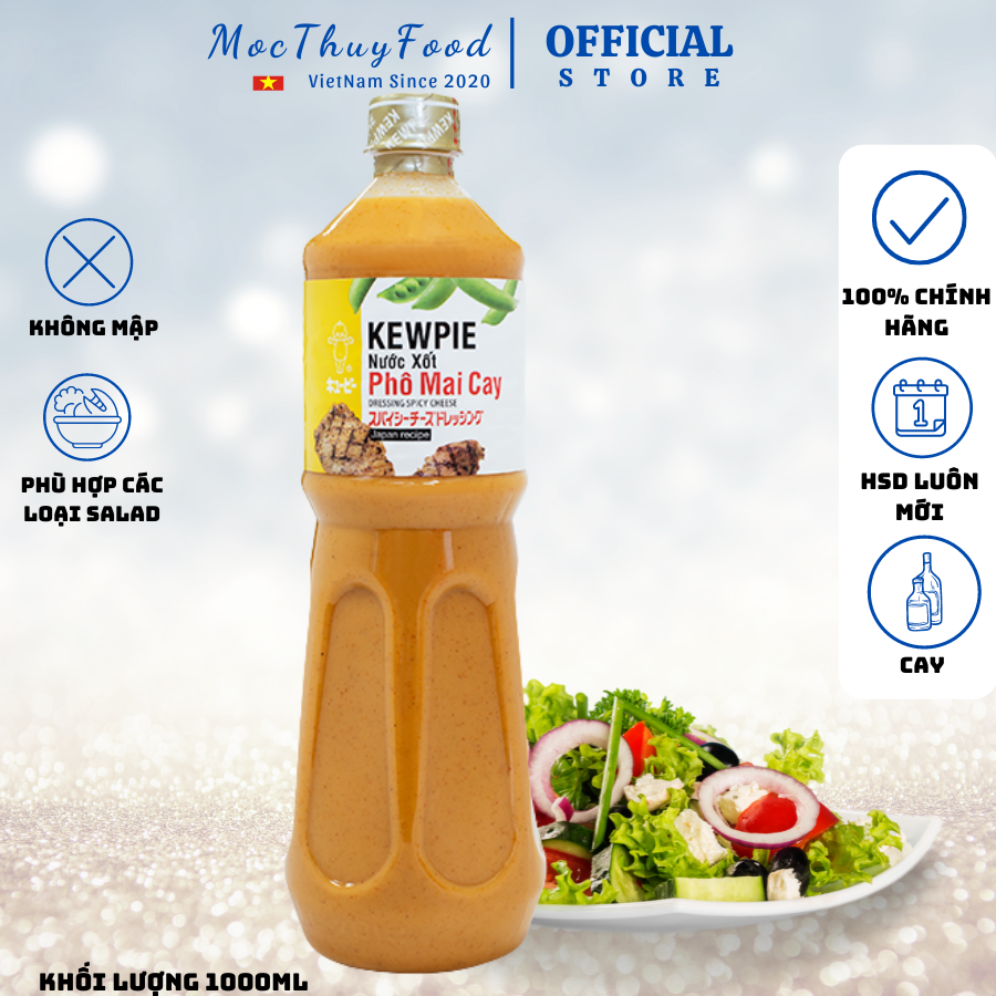 Nước sốt mè rang Kewpie 1l vị phô mai cay kích thích vị giác, nước chấm mè rang giảm cân