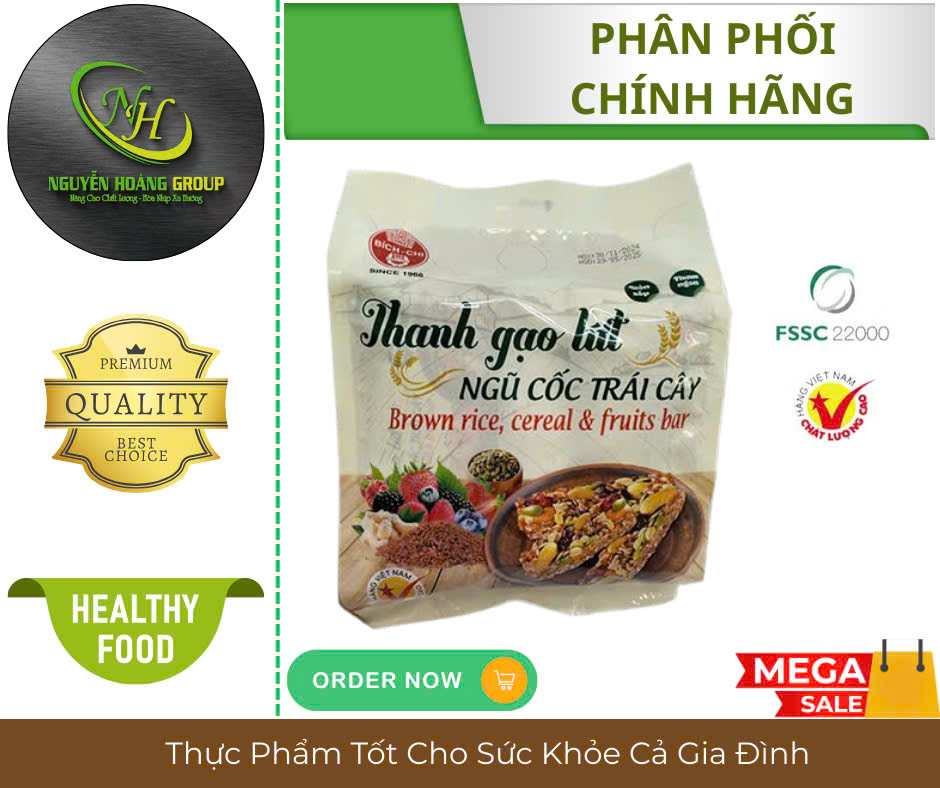 Thanh Gạo Lứt Ngũ Cốc Trái Cây  Bích Chi Túi 150gr ( 10  Nhỏ Thanh Bên Trong)