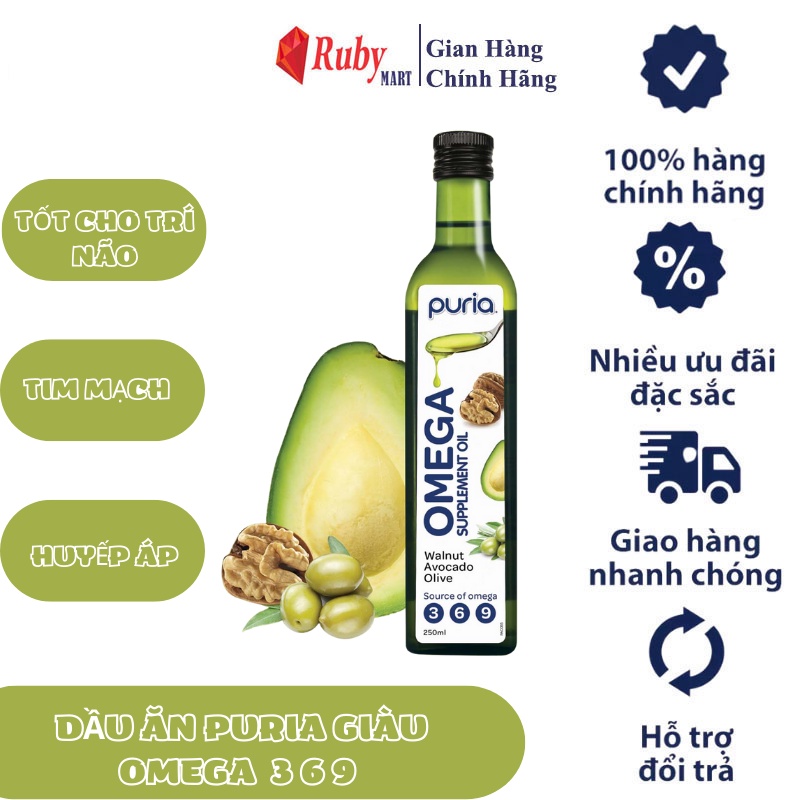 [Date T10/24] Dầu Óc Chó, Oliu, Quả Bơ Omega369 Puria Nhập Khẩu Nguyên Chai Từ New Zealand