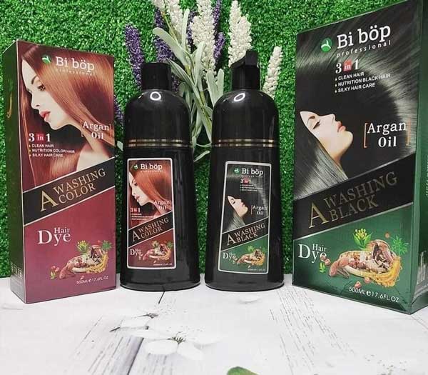 Dầu Gội Phủ Bạc bibop MÀU NÂU/MÀU ĐEN Giúp làm sạch tóc và da đầu, làm đen tóc, cho mái tóc trong óng mượt hơn