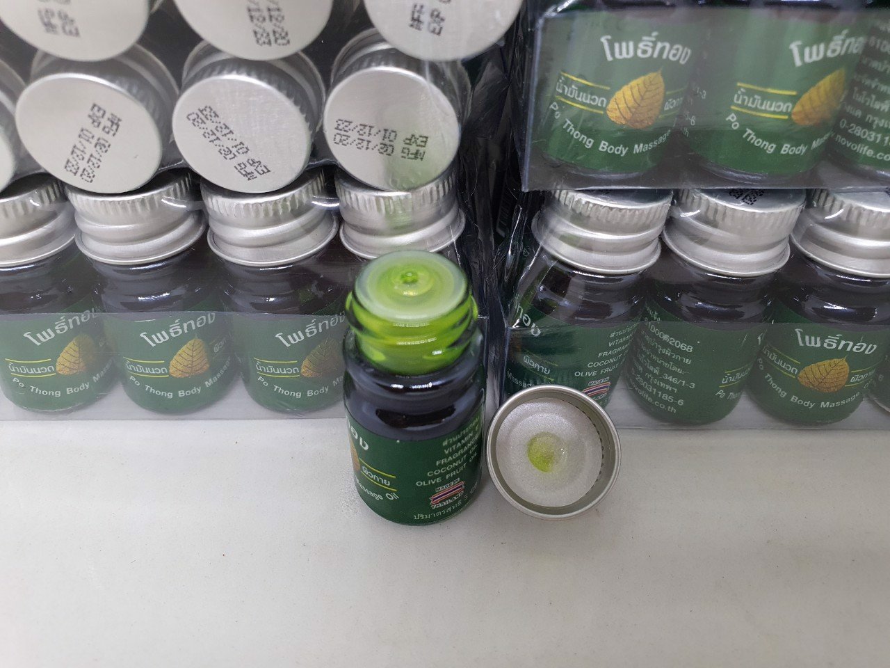 12 Chai Dầu gió bồ đề Po Thong Body Massage Green Oil chính hãng thái lan 5 ml
