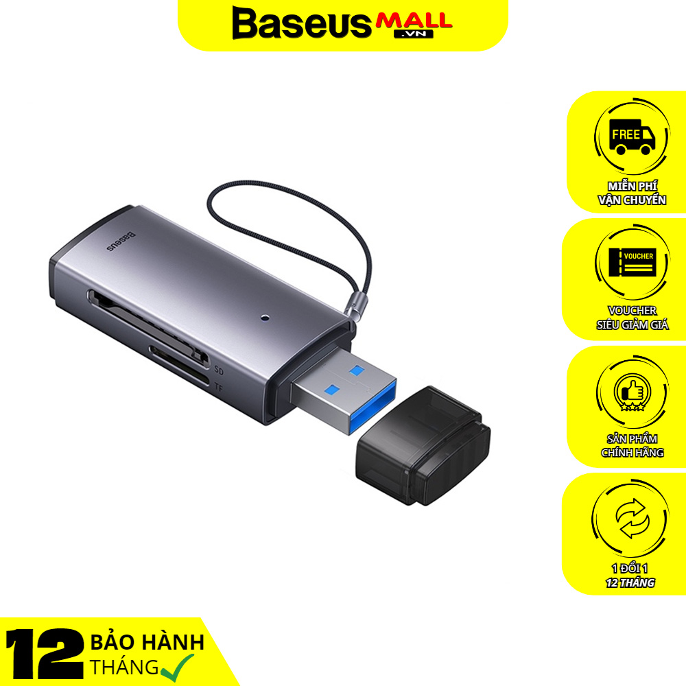 Đầu đọc thẻ nhớ đa năng tốc độ cao baseus lite series usb-a & type-c to sd/tf card reader