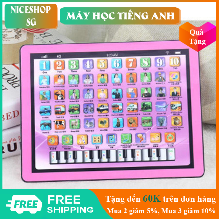 Máy học tiếng anh cho bé phát triển học nói máy tính bảng có đàn piano đồ chơi trẻ em dùng pin tiểu - TE0217