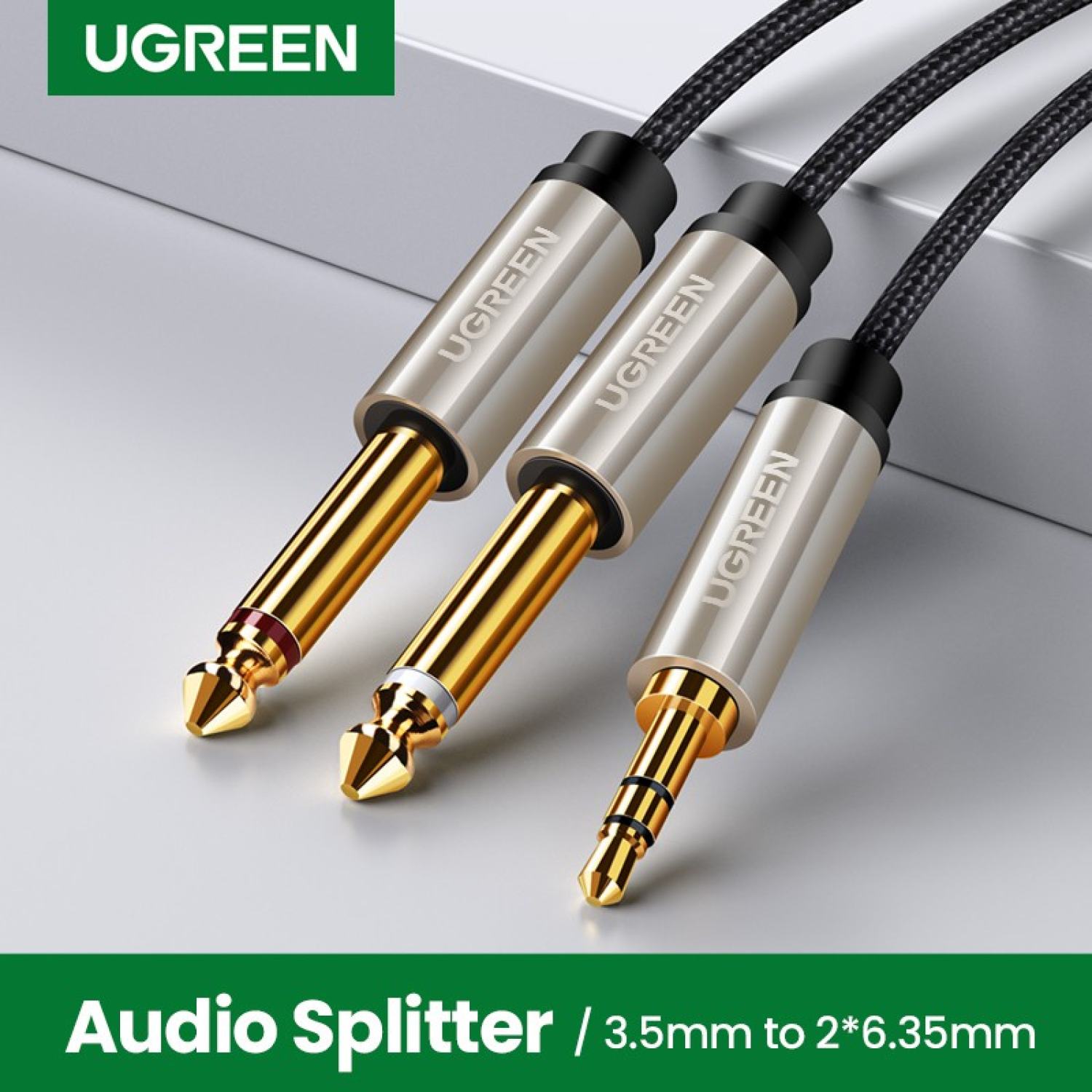 Cáp âm thanh 3.5mm ra 2 đầu 6.5mm cao cấp ugreen 40791 40792 40793 40794 av126 chính hãng