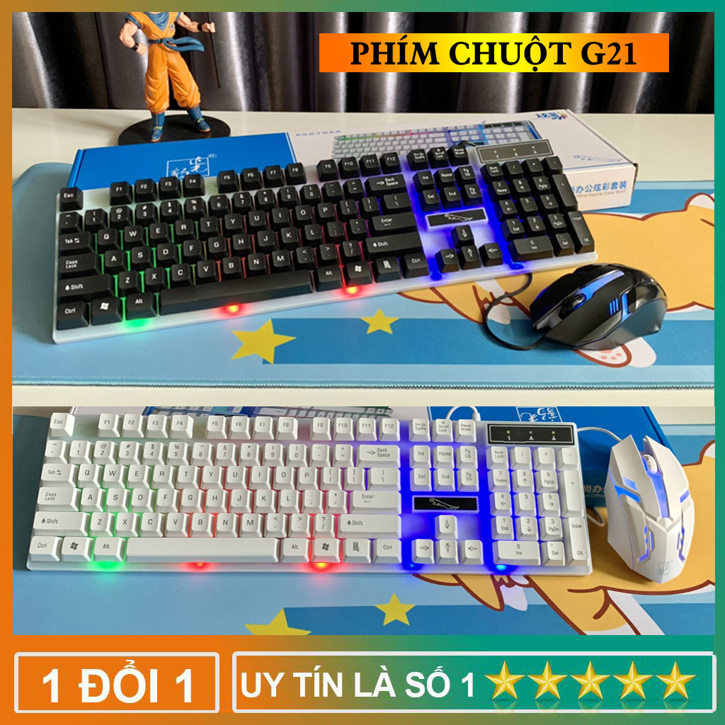Bộ bàn phím + chuột máy tính G21 có dây giả cơ, combo bàn phím chuột sử dụng máy tính bàn, Laptop