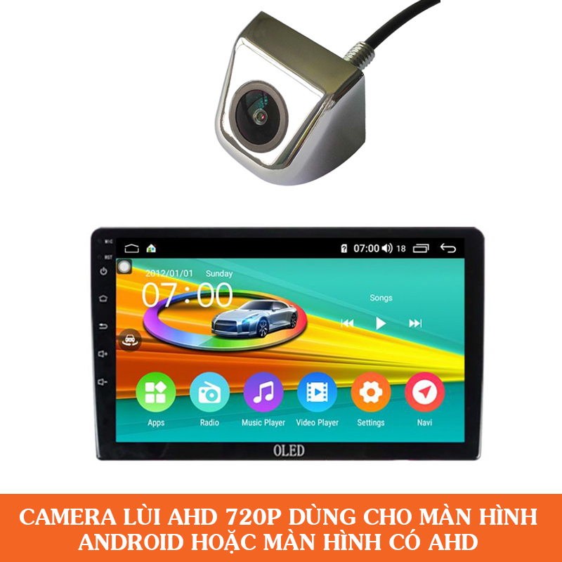Camera lùi AHD 720P dùng cho màn hình android vỏ kim loại mạ crom
