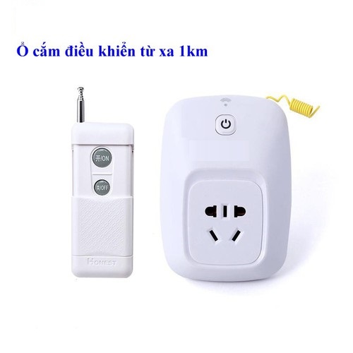 Ổ cắm điều khiển từ xa Honest HT-6805W Công suất lớn 30A/220V khoảng cách 1000M - Ổ cắm điều khiển qua sóng RF xuyên tường tiện dụng