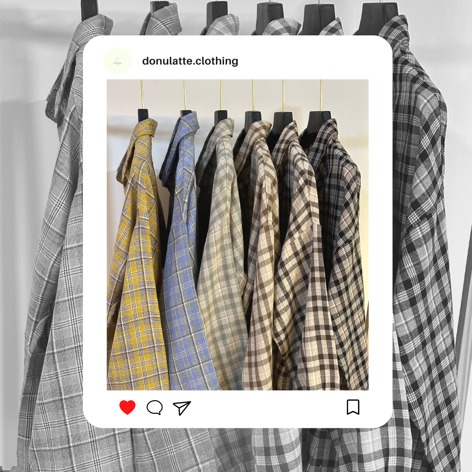 Áo sơ mi caro sọc nhỏ dài tay kiểu dáng basic nhiều màu sắc freesize - donulatte.clothing
