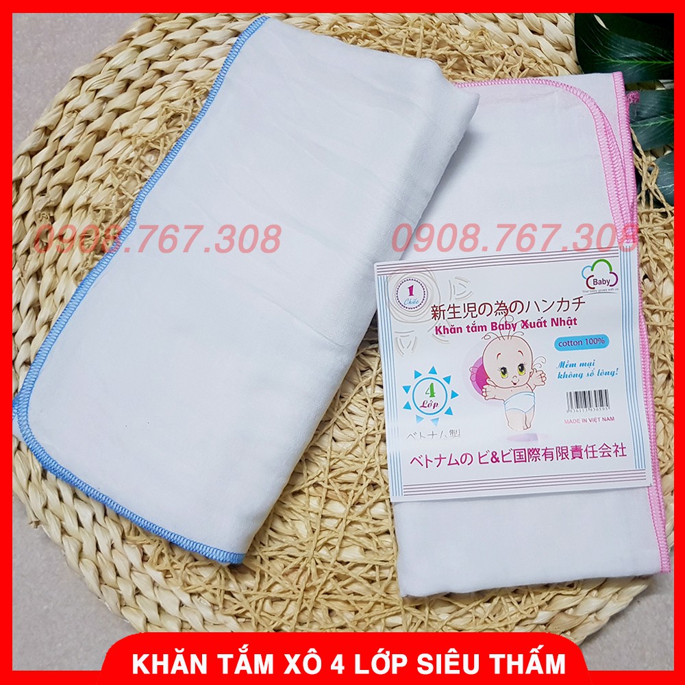 Khăn tắm cho bé sơ sinh 4 lớp kt 70cmx70cm