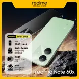 Điện Thoại SmartPhone Realme Note 60x Đen/Xanh 4GB-64GB | 6.74 inch 90Hz | Bền Bỉ Pin Khủng | BH 12 Tháng Chính Hãng