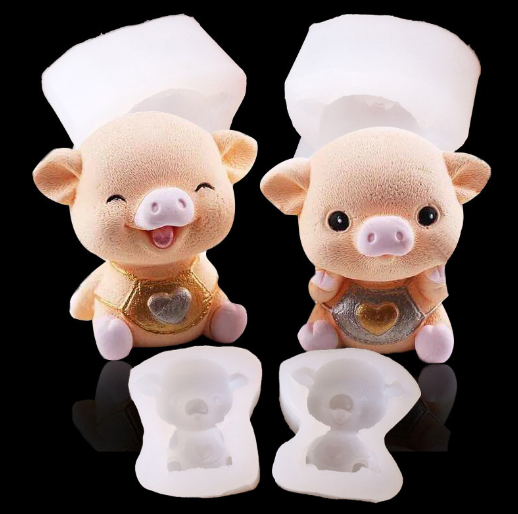 Combo Bộ Đôi Khuôn Heo Silicon 4d làm bánh làm rau câu Dễ Thương