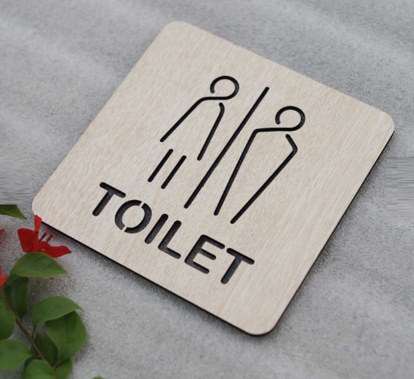 Bảng gỗ wc toilet trang trí decor akz