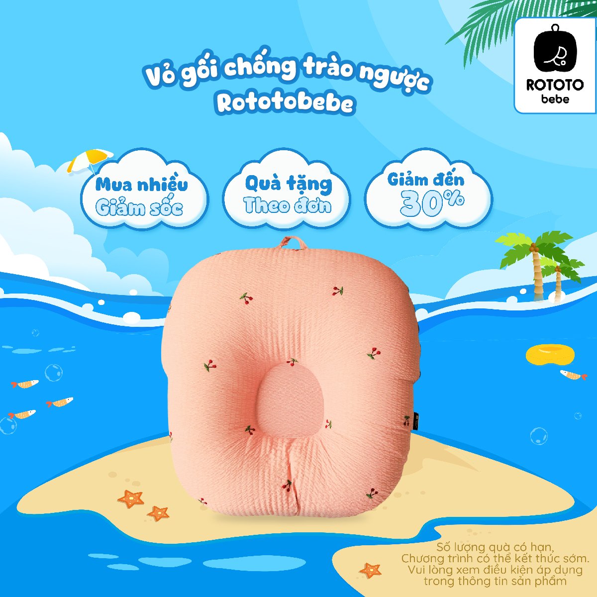 Vỏ gối chống trào ngược cotton lụa cho ruột C Rototo bebe ALADDINVINA