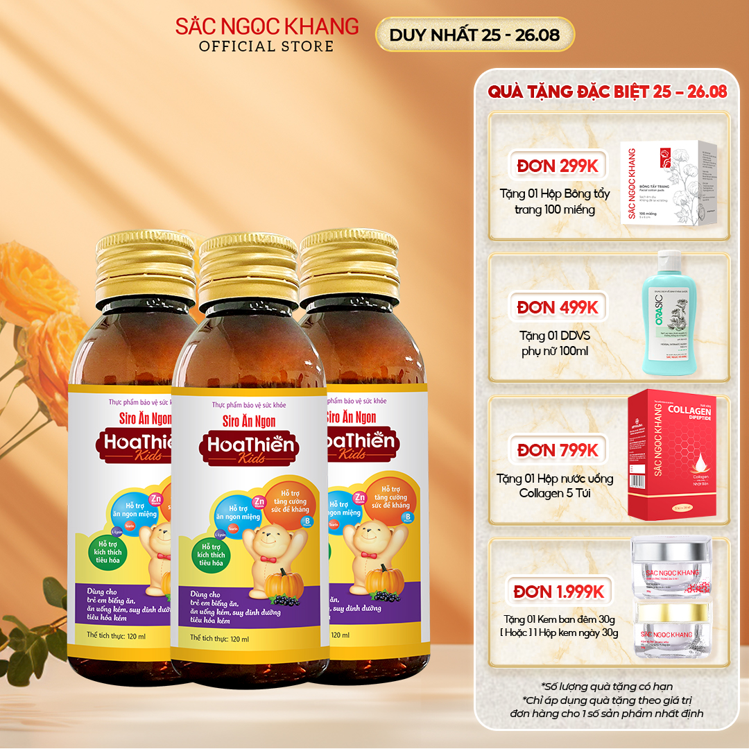 Combo 3 Siro Ăn Ngon Hoa Thiên Giúp Bé Hỗ Trợ Kích Thích Tiêu Hóa Và Ăn Ngon Miệng 120ml