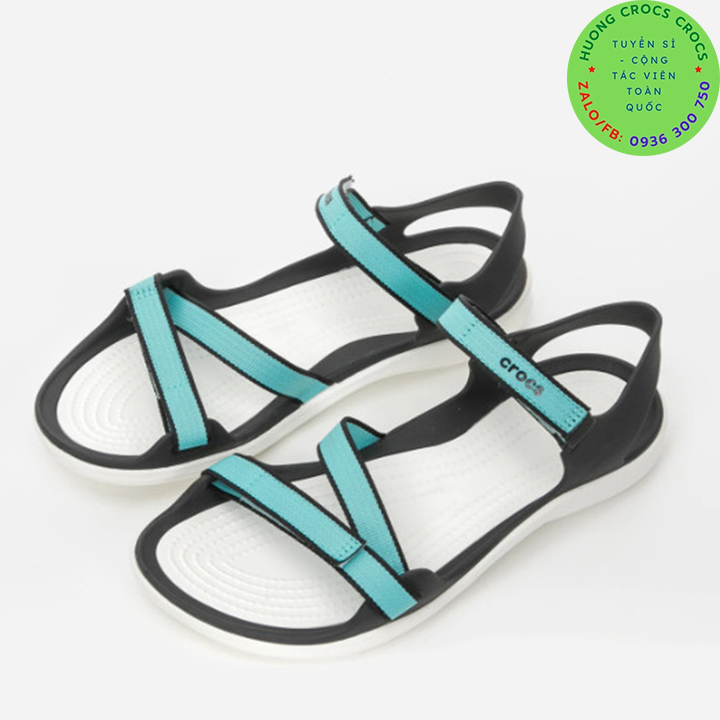 SANDAL NHỰA ĐI MƯA CROCS WEBBING CHO NỮ MÀU XANH