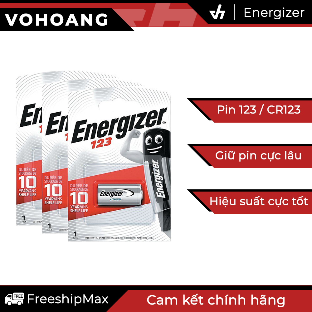 Combo 3 Pin Energizer 123 (CR123A) Lithium 3V