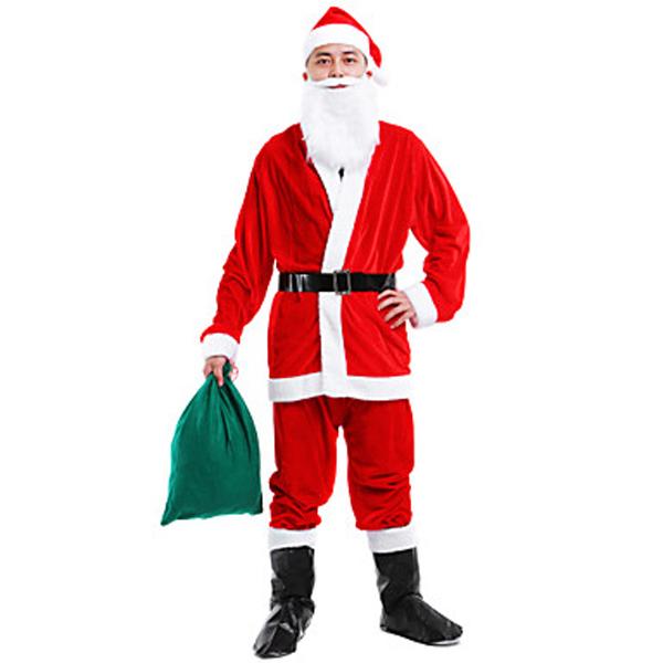Set 7 món quần áo ông già noel người lớn vải nhung loại dày