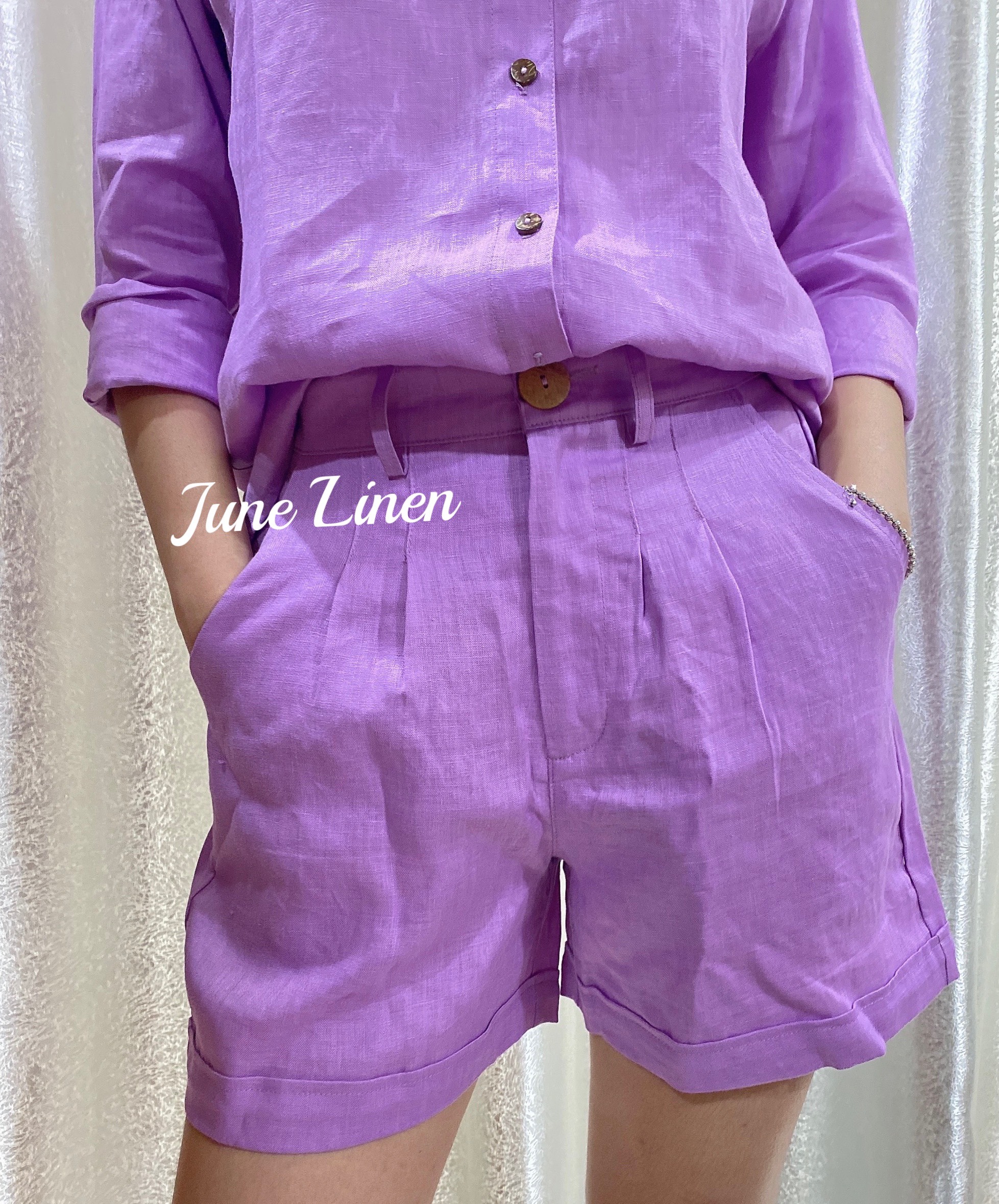 JUNE LINEN Q04 - Quần short LINEN TƯNG PREMIUM. Hình thật. FULLSIZE. 16 MÀU
