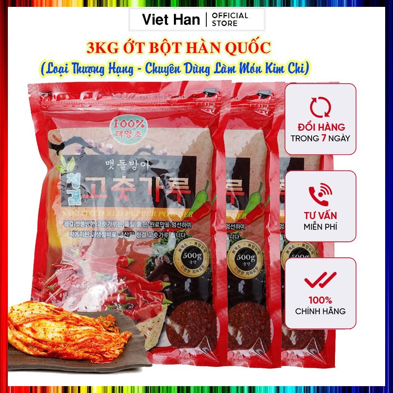 3KG BỘT ỚT HÀN QUỐC (LOẠI THƯỢNG HẠNG CAO CẤP) LỰA CHỌN HOÀN HẢO CHO MÓN KIM CHI CHUẨN VỊ HÀN