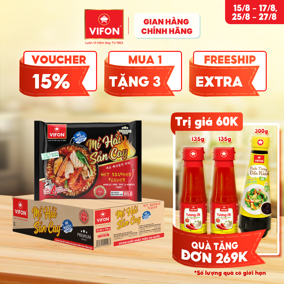 -thùng 24 gói mì hải sản cay vifon 105g / gói