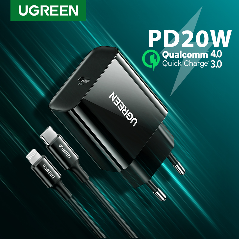 UGREEN USB C Charger 20W with 1m Lightning Cable Suit, USB C PD iPhone 14 Plus iPhone 15 14 Pro Max Charger MFi Certified for iPhone 15 14 Plus iPhone 14 Pro Max 13 Pro max, 12 Pro Max 11 Pro Max XR X 8 Plus iPad Model:50698