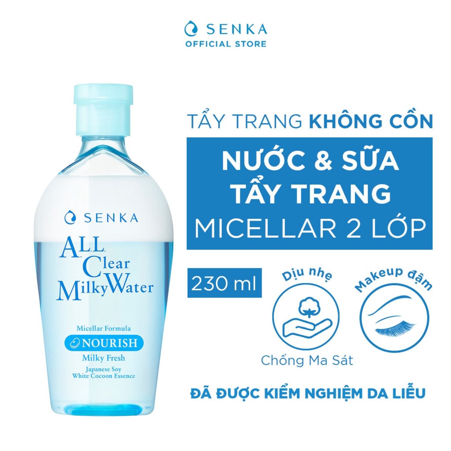 [Nhật Bản] Nước Sữa Tẩy Trang 2 lớp Senka A.L.L. Clear Milky Water 230ml