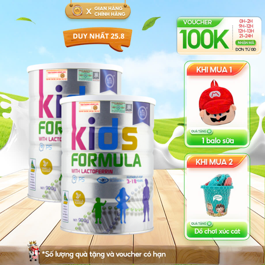Combo 2 Sữa Bột Hoàng Gia Úc Kids Formula Bổ Sung Dưỡng Chất Cho Trẻ ROYAL AUSNZ 900g