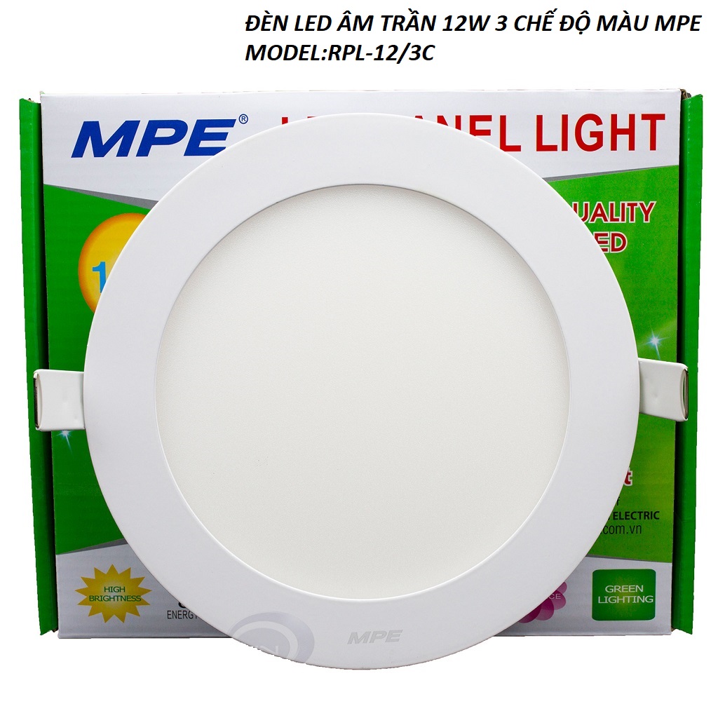 [HCM]ĐÈN LED ÂM TRẦN 12W 3 MÀU MPE MODEL RPL 12-3C