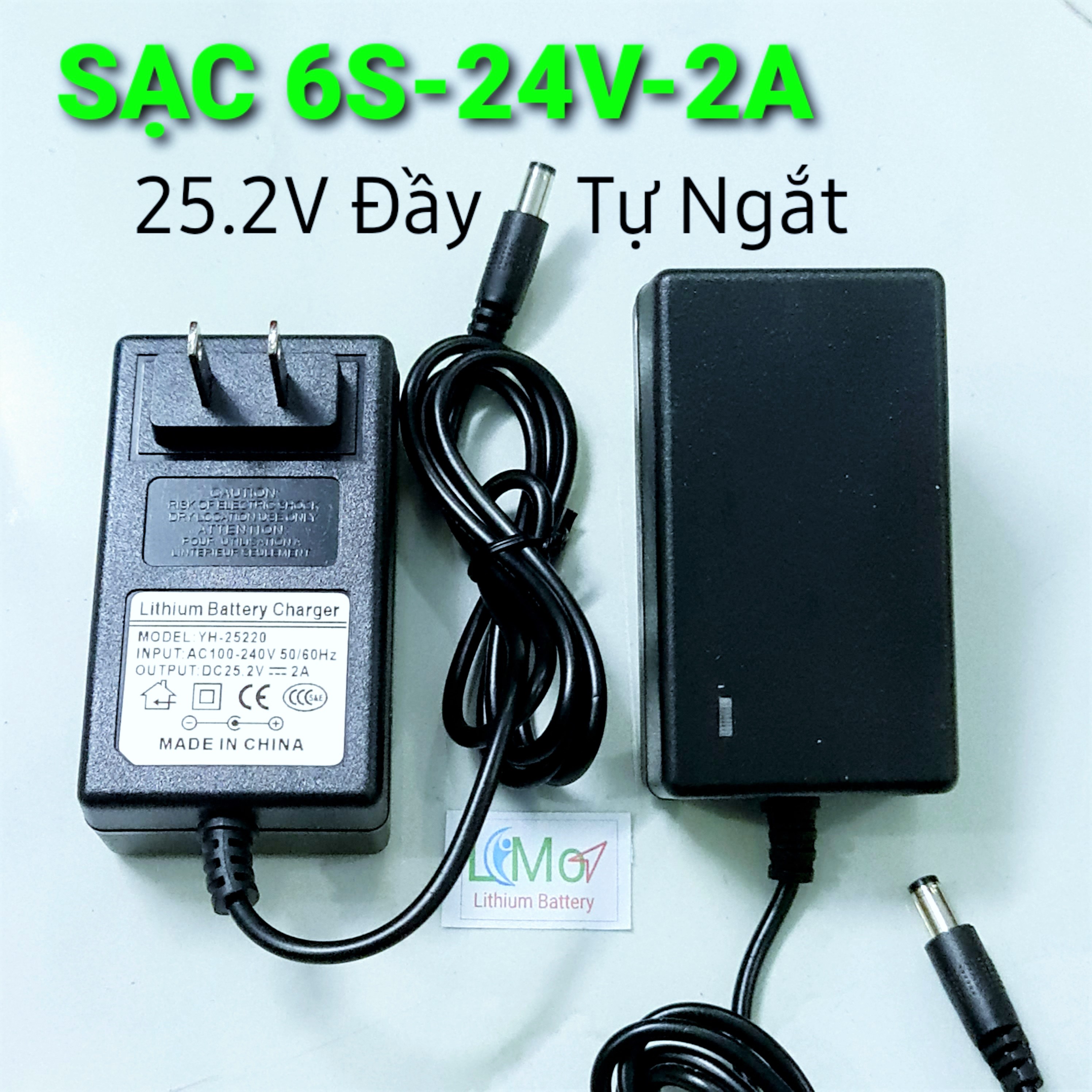 Sạc pin 6S 24V 2A. Chuyên sạc pin máy khoan, máy mài và các khối pin nối theo mạch 6S (24V cạn - 25.2V đầy) - LIMO
