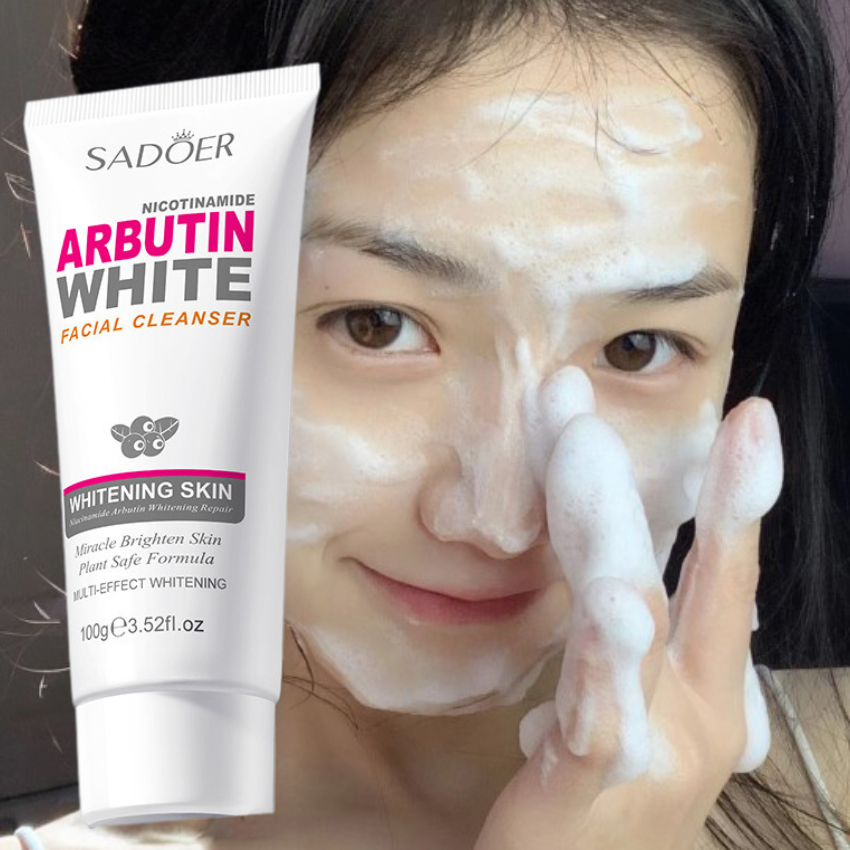 Sữa rửa mặt arbutin niacinamide sadoer làm sạch sâu, ngừa mụn, dưỡng trắng da mịn màng, ngừa mụn