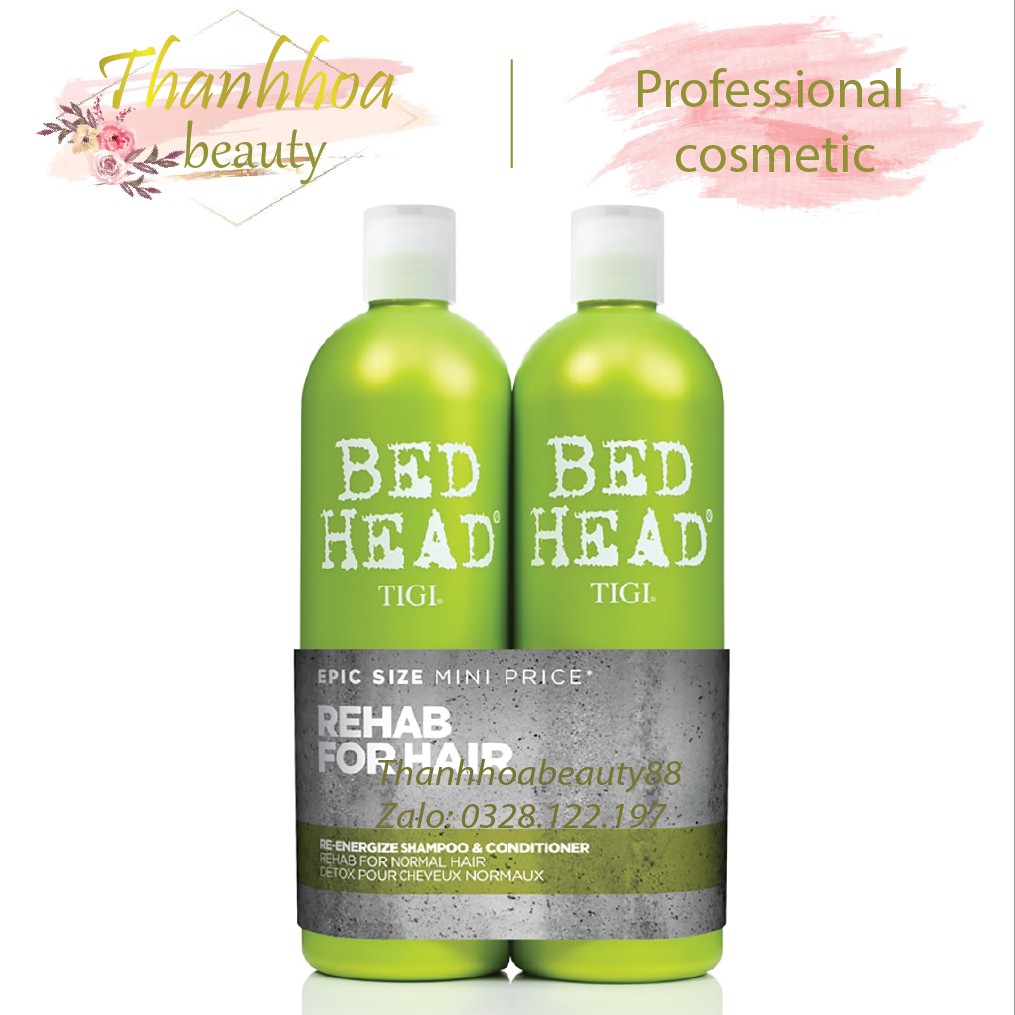 Cặp dầu gội xả phục hồi tóc hư tổn tigi bed head - màu xanh lá