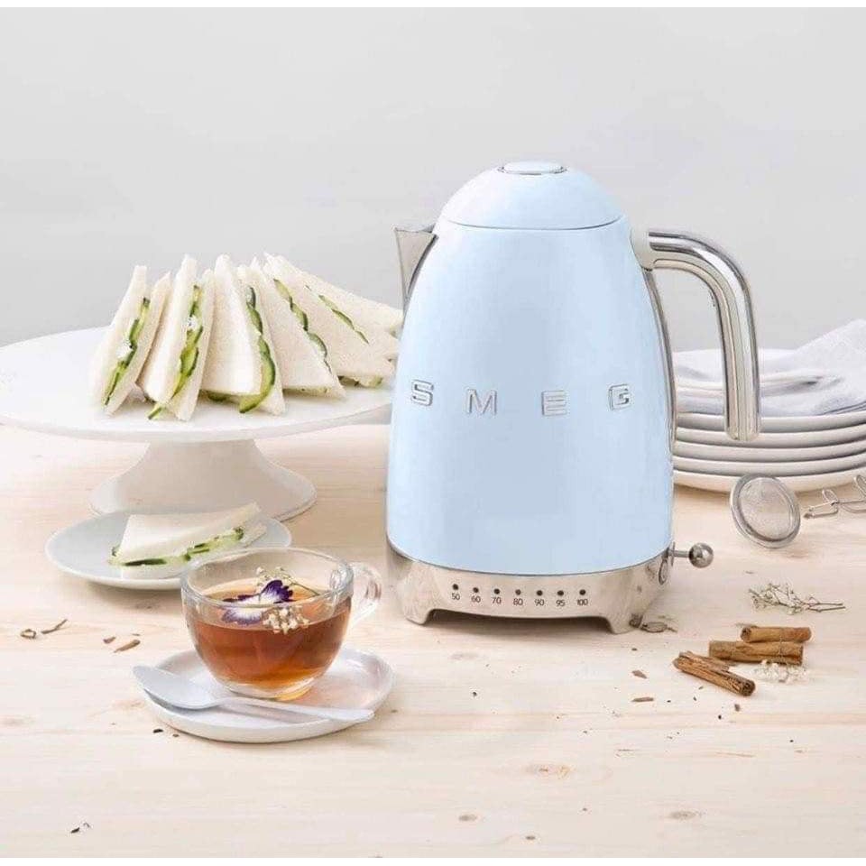 Ấm siêu tốc cao cấp smeg klf04 có chỉnh nhiệt hồng và xanh